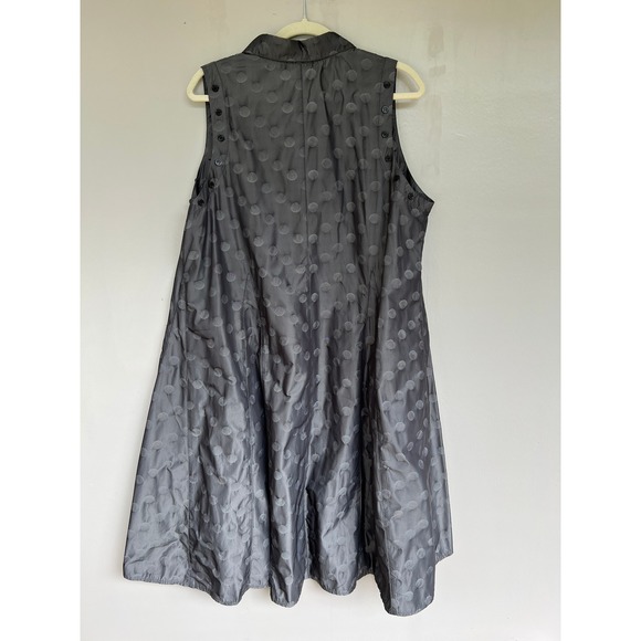 Sun Kim XL Sleeveless Button Down Gray Polka Dot Tunic Vest Parachute Fabric - Picture 6 of 9